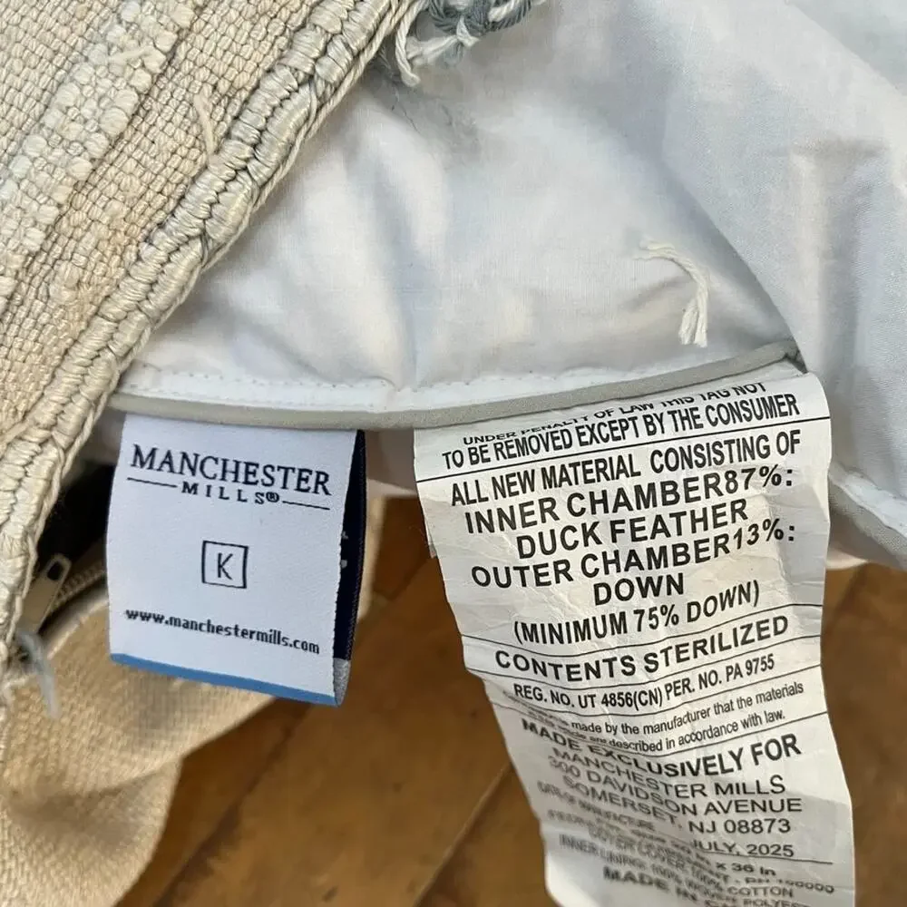 Handwoven Pillow King Size Manchester Mills Down Dreams Inner Chamber